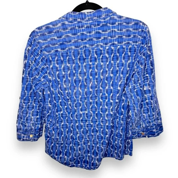 The Territory Ahead Blue Stripe Blouse - Size Large - 3/4 Sleeves - Picture 2 of 12